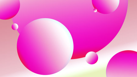 Abstract liquid fluid circles pink, red, brown, and yellow background with copy space. 3D sphere shape pastel color design. illustrationの写真素材