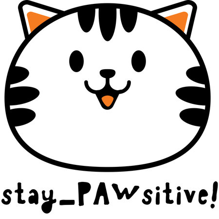 Simple and cute vector illustration of a cat with funny wordsのイラスト素材