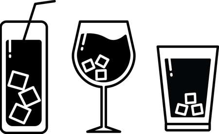 Some icons of glass of water. Flat icon design. Vector illustration for sticker, brochure, poster, etcのイラスト素材