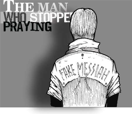 The man who stopped praying. A rear view of a man who is looking ahead. An original character with manga and anime styleのイラスト素材