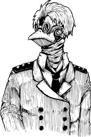 Man with a mask with white background. An original character with manga and anime styleのイラスト素材