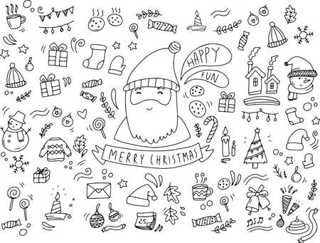 Merry Christmas. vector illustration of Christmas doodleのイラスト素材