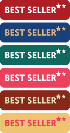 Collection of Best Seller labels in 6 different colors for business purposeのイラスト素材