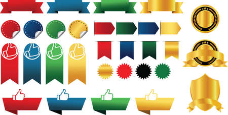 Collection of label, sticker, banner, stamp, badge, ribbon. Vector illustration for business purpose, education, presentation, web, etcのイラスト素材
