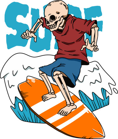 Vector illustration of surving skeleton. Suitable for t-shirt design, book cover, sticker, poster, etcのイラスト素材