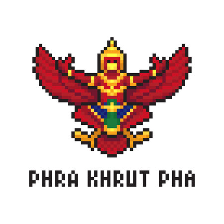 Phra khrut pha garuda thailand pixelart illustrationのイラスト素材