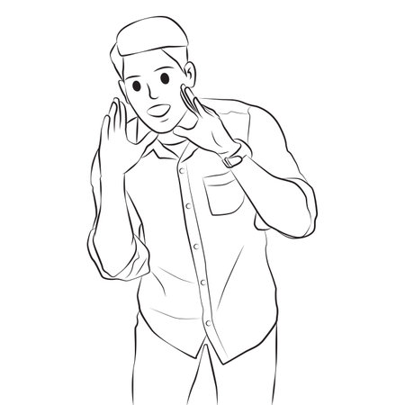 Vector illustration of a man happy shouting pose cartoon illustrationのイラスト素材
