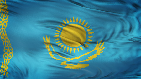 KAZAKHSTAN Realistic Waving Flag Backgroundの写真素材
