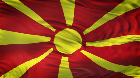 MACEDONIA Realistic Waving Flag Backgroundの写真素材