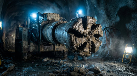 Industrial machinery and equipment inside of coal mine. Heavy industry conceptの素材