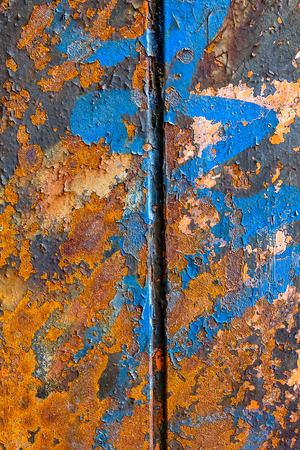 Rusted support with blue