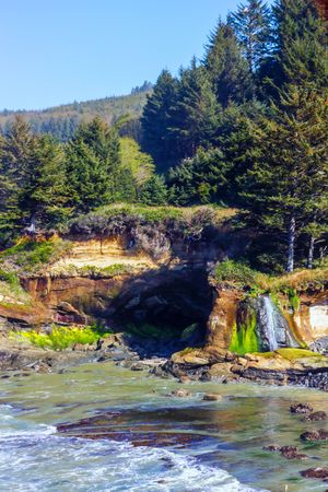 sea cave along oregon coastの写真素材