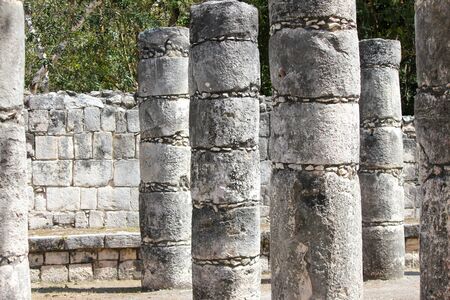 old ruinous pillars and walls in the forest