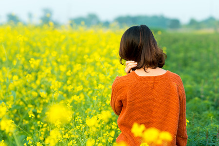 flowers reform with womanの写真素材