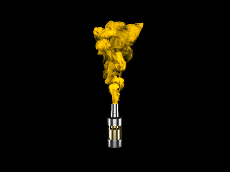Vaping atomizer with colored yellow vape. 3d render