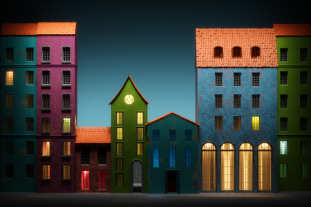 Old town cartoon style. High quality renderの写真素材