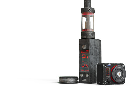 Aged vaping mod and coil maker. 3d rendering