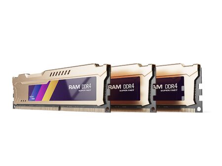 computer random access memory RAM modules isolated on the white background. 3d illustration