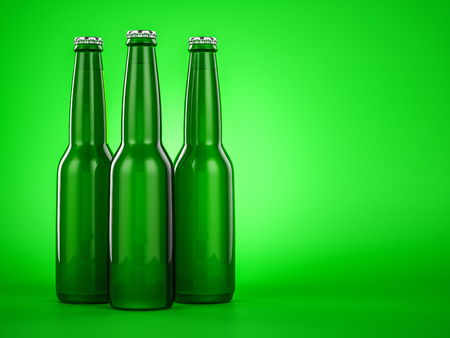 Green Beer bottle brown no label. 3d renderの写真素材