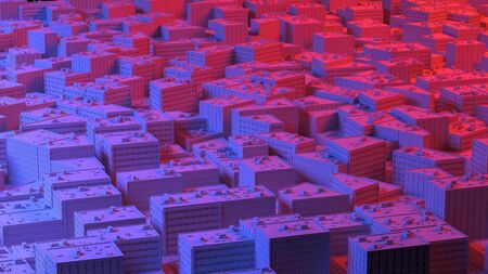 City sacpe in red and blue highlights. 3d renderingの写真素材