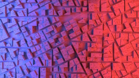 City sacpe in red and blue highlights. 3d renderingの写真素材