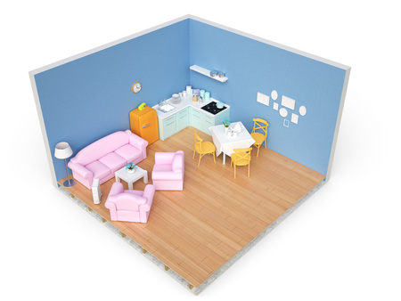 Home appliances and furniture isolated. 3d renderの写真素材