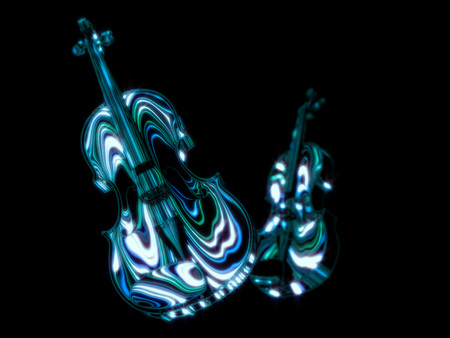 Violine neon glow concept. 3d renderの写真素材