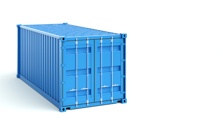 Blue cargo container on white background. 3D renderingの写真素材