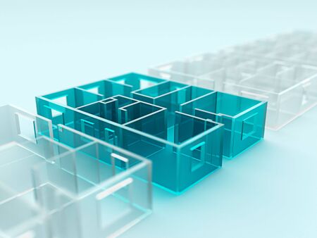 House appartment plan elevation concept. 3d illustrationの写真素材