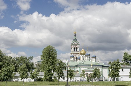 Russian Orthodox monastery church in sunny weather blue sky.の写真素材