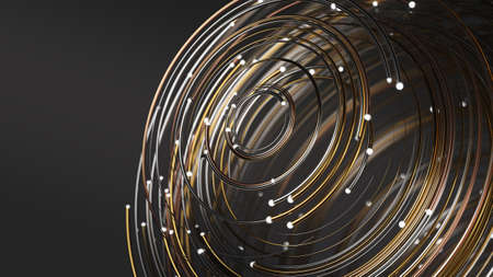 smoothly flowing particles swarm with glowing golden trails. warm and cold colors. Suitable for any...