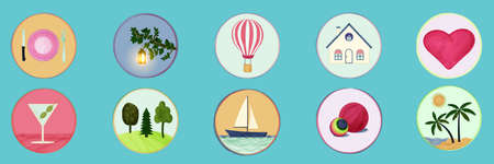 collection set of vector iconsfor creating stories highlights drawn in watercolor style with the...