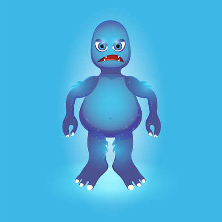 Vector illustration of an evil sea monster of blue colorのイラスト素材