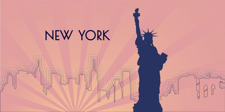Background with New York skyline in art deco styleのイラスト素材