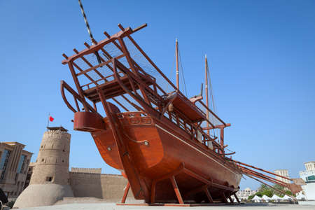 Traditional dhow at Dubai Museum, United Arab Emiratesのeditorial素材