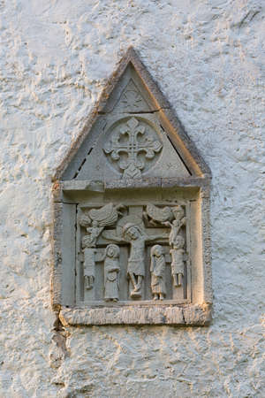 Decorative detail on the facade of the church of St  Catherine in Karja, Estonia 