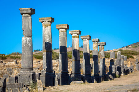 Decumanus Maximus, the most important street at Volubilis, Morocooの写真素材
