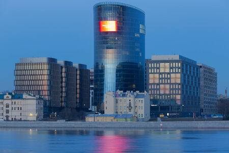 SAINT-PETERSBURG - APRIL 10: The new administrative building of the Bank "Saint Petersburg" in the business complex "St. Petersburg Plaza" on April 10, 2014 in Saint-Petersburgのeditorial素材