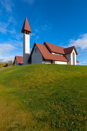 REYKHOLT, ICELAND - 19 SEPTEMBER: Reykholt Church (built in 1988 - 1996) on September 19, 2009のeditorial素材