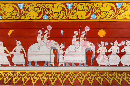 Painting at the entrance to the temple of the sacred tooth of Buddha in Kandy, Sri Lankaのeditorial素材