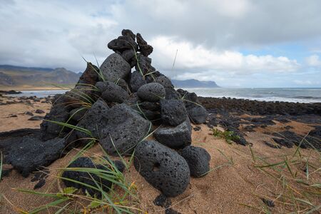 Volcanic black stones in Budir. Icelandの写真素材