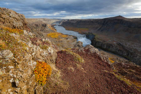 Dettifoss is a waterfall in Northeast Iceland and is reputed to be the most powerful waterfall in Europeの写真素材