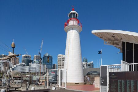 SYDNEY, AUSTRALIA - MARCH 31, 2016: Lighthouse of Darling Harbour on March 31, 2016 in Sydney, Australiaのeditorial素材