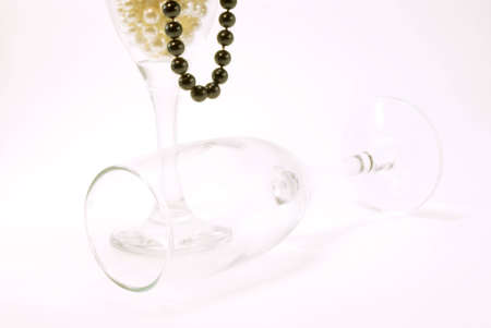 Two wine glasses, one is standingの写真素材