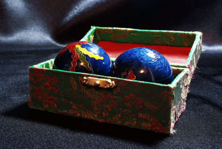 The Chinese  balls on the black backgroundの写真素材