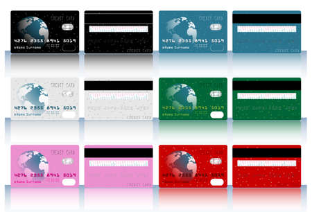Collection of different colored credit cards for banks.のイラスト素材
