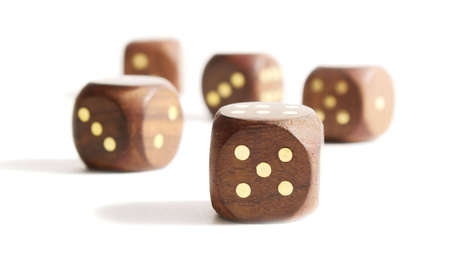 High quality photo of wooded playing bones (dices)の写真素材