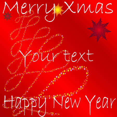 Cute frame with xmas and new year symbols. Cute xmas tree made of starsのイラスト素材