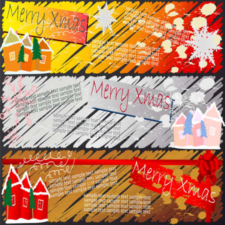 illustration of xmas and new year bannersのイラスト素材