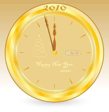 illustration of a beautiful golden clock with New Year symbolsのイラスト素材